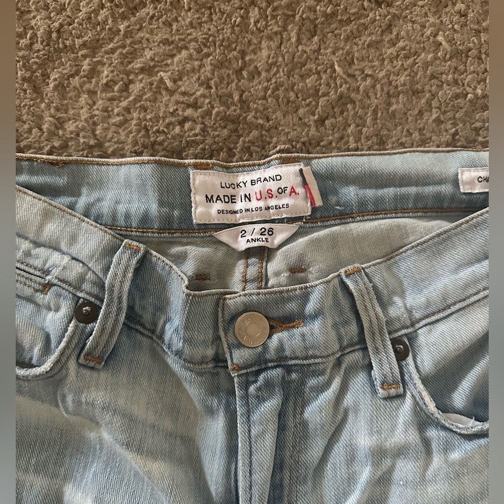 Lucky Denim Jeans - Size 26 - Light wash with ripped looked. Ankle length.